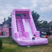 Structure gonflable commerciale en PVC, combinée toboggan et château rebondissant, pour utilisation humide et sèche, pour divertissement extérieur et locations événementielles, garantie 3 ans