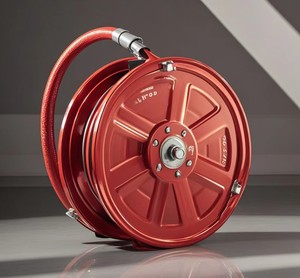 Enrouleur de tuyau d'incendie rouge avec tuyau en caoutchouc de 25 mm, durable pour les incendies de classe A et B - Product Image 2