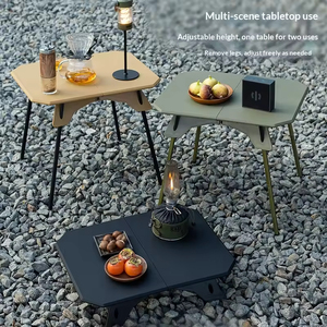 Outdoor Camping Folding Plastic Portable BBQ Picnic Height-Adjustable Lightweight Small <b>Table</b> for Road Trips - Product Image 5