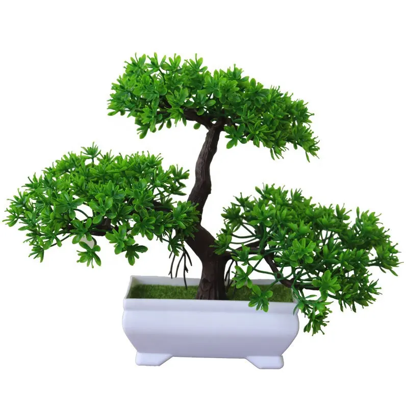 Tanaman Buatan Bonsai, Pohon Kecil Pot Plastik Ornamen Pot Bunga untuk Ruang Rumah Dekorasi Meja Dekorasi Taman