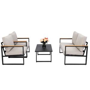 Sofá Moderno para Exteriores con Reposabrazos de Aluminio y Madera Plástica, Mesa de Centro para Jardín, Balcón, Villa, en Oferta - Product Image 3