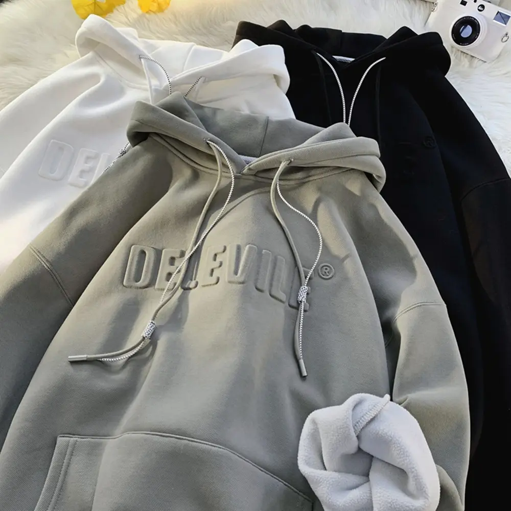 Áo Chui Đầu Logo Thiết Kế Áo Chui Đầu Bằng Vải Bông Nặng 400G Có Túi Áo Hoodie Logo Dập Nổi 3D Cho Nam Nữ