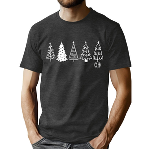 Designer Merry Christmas <strong>Men</strong> Casual Short Sleeve Cotton <strong>Shirts</strong> Fashion <strong>Xmas</strong> Trees Printed Crew Neck Cozy <strong>T</strong>-<strong>shirt</strong> - Product Image 1