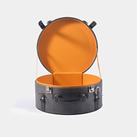Étui de transport rond haut de gamme personnalisé avec logo et serrure, boîte de rangement ronde en cuir PU à marque privée pour emballage cadeau de marque