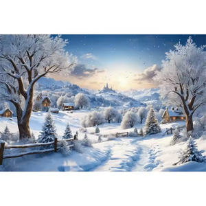 Décor de Village de Noël Hivernal, <span class=keywords><strong>Montagne</strong></span> enneigée, Blanc, Nouvel An, Bannière de <span class=keywords><strong>fond</strong></span> de Noël personnalisée, Accessoires de studio photo - Product Image 6