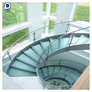 <span class=keywords><strong>Escalier</strong></span> de villa incurvé en acier galvanisé de conception moderne, durable et personnalisé haut de gamme PRIMA, avec <span class=keywords><strong>marches</strong></span> fermées en verre trempé pour intérieur - Product Image 1
