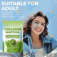 Poudre de thé matcha au collagène hydrolysé de marque privée avec extrait de champignons et vitamines, mélange de thé vert riche en protéines pour la peau