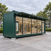 Magasin Modulaire Personnalisé en Conteneur Maritime Préfabriqué, Magasin de Proximité Modulaire, Kiosque Commercial Portable avec Façade en Verre, Bar à Café Postmoderne, Garantie 5 Ans