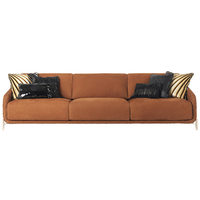 Wildes Sinnliches Nubuk-Leder-Sofa Orange Wohnzimmer-Sofa Hochwertig Exklusiv Luxuriös Modern Polster-Sofa Wohnzimmer-Set