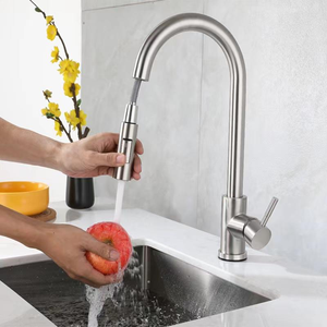Robinet de cuisine thermostatique moderne en acier inoxydable et céramique avec douchette extractible, rotation à 360°, <span class=keywords><strong>mitigeur</strong></span> eau chaude/froide pour usage hôtelier - Product Image 5