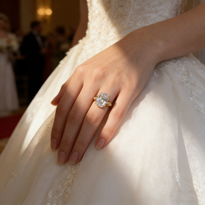 תכשיטי עידן וינטג' טבעת אירוסין מכסף סטרלינג 925 משובצת יהלום 10 קראט בחיתוך כרית מוארך וגדול ומויסנייט 10 קראט - Product Image 4