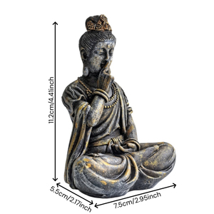 Figura de <span class=keywords><strong>Buda</strong></span> Meditando Silencioso Estilo Vintage Xi Qing, Artesanía de Resina en Forma de Barril, Adorno de Escritorio para el Día de San Valentín, Mesa de Té, Sala de Estudio - Product Image 5