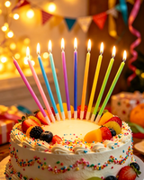 Bougies d'anniversaire longues et coniques multicolores sans flamme pour Pâques, le Nouvel An, les bars et la décoration intérieure - Sans fumée, sans gouttelettes