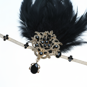 एरेक्सी महिलाओं के वयस्कों 1960 एस गैट्सबी विंटेज मस्कुरेडे हेडबैंड ब्लैक फेदर हेयर एक्सेसरी मॉडल H016 - Product Image 4