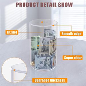 Tarro de ahorro de dinero de alcancía de acrílico transparente para cajas de colección de billetes de moneda - Product Image 2