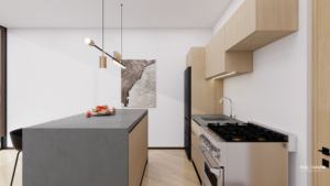 ชุดตู้ครัวเฟอร์นิเจอร์ห้องครัวไม้เนื้อแข็งพร้อมโต๊ะหินควอตซ์และวิลล่าหรูหราทันสมัยตามสั่งเฟอร์นิเจอร์ห้องครัว - Product Image 4