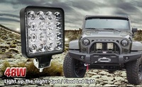 Projecteur de travail carré à LED de 4 pouces, barre lumineuse à LED de 48W pour 4x4, tout-terrain, ATV, UTV, camion, tracteur, feux antibrouillard de moto