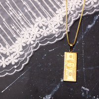 Collier en acier inoxydable vintage or pour hommes Hiphop Collier à billets d'un million de dollars américains Pendentif à billets d'argent Collier à bijoux