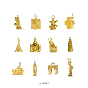 Ciondoli a tema viaggio e monumenti |   Ciondoli in Acciaio Inossidabile Placcato Oro 18K PVD per Creazione di Gioielli Fai-da-Te |   Ciondoli con Icone di Viaggi e Paesi del Mondo - Product Image 2
