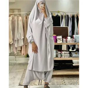 Limanying Eid Modest Khimar Hijab Abaya 2 piece Jilbab Muslim Dress Dubai Prayer Dress for Women Turkey Jilbab With Pants