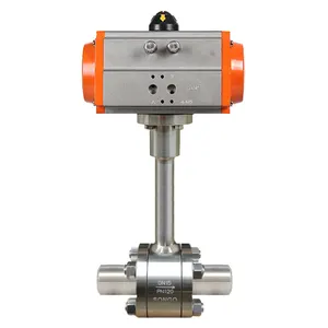 DN25 -196degree Ultra-Low Temperature Forged SS304 Steel Extended Stem Female Thread Pneumatic Cryogenic Ball Valve