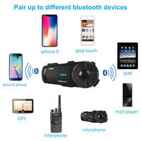 2 pièces Fodsports Fx8 8 Riders Casque de moto Bluetooth Casque audio Haut-parleurs Prise en charge des appels mains libres