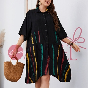 KISS ME Angel ชุดเดรสแขน<span class=keywords><strong>สั้น</strong></span>สำหรับผู้หญิง, ชุดเดรสเสื้อคอปกสีขนาดใหญ่สำหรับฤดูร้อน - Product Image 1