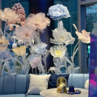 Grand ensemble de fleurs en organza de haute qualité fleurs géantes faites à la main pour la décoration d'affichage d'événement de mariage