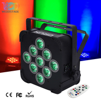 Projecteur LED plat à batterie 9*18W 6-en-1 RGBAW+UV noir pour événements, fêtes et éclairage DJ