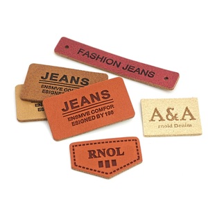 Custom Embossed Leather <b>Labels</b> for Garment Oval Rectangle Shape Washable PU Material 3D Logo Patch Laser Cut Edge - Product Image 4