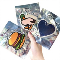Pendentif de voiture animé personnalisé en forme de dessin animé, désodorisant Kawaii en feuille d'aluminium, emballage en papier argenté 6-9cm, fixation pour grille d'aération, parfumé
