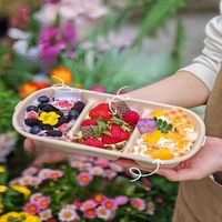 Boîte à emporter transparente à trois compartiments, épaissie, pour mini-gâteaux, avec cuillère, idéale pour le thé de l'après-midi, les desserts et les yaourts froids.