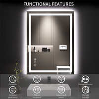 Miroir de salle de bain LED 20x28 avec éclairage, anti-buée, à intensité réglable, rétroéclairé + éclairage frontal, miroir de vanité lumineux pour mur