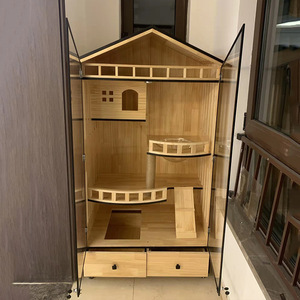 Serie de Gabinetes para Gatos, Villa Rectangular de <span class=keywords><strong>Madera</strong></span> Maciza para Gatos, <span class=keywords><strong>Jaula</strong></span> de Dos Pisos con Cajones, Casa Extra Grande para Gatos Sin Puerta - Product Image 3
