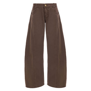 Pantalones Vaqueros Anchos de Cintura Baja para Mujer, Estilo Vintage, Color Marrón, Corte Holgado, Casual, Venta al Por Mayor - Product Image 6