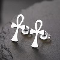 Boucles d'oreilles Ankh Boucles d'oreilles à breloques Ankh sans ternissure en acier inoxydable Boucles d'oreilles en forme de croix Ankh