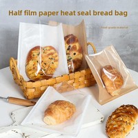 Sac à pain en papier kraft semi-transparent, idéal pour petits pains fraîchement cuits, emballage pratique pour sandwichs, résistant à l'huile, thermoscellable, pour la pâtisserie