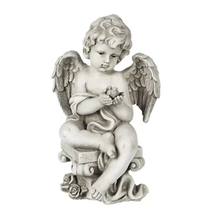 Set fatto a mano 2 Polyresin Baby Angel cherubini in resina decorazione per la casa regali di san valentino arte vaso di <span class=keywords><strong>animali</strong></span> artificiali - Product Image 2