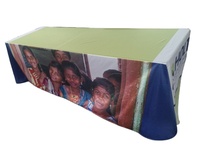 Nappe en polyester rectangulaire imprimée avec logo personnalisé carré imprimé noir de 6 pieds pour couvertures de table publicitaires