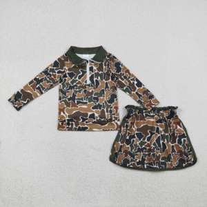 ชุดสองชิ้นลายพรางสำหรับเด็กผู้หญิงวัยเตาะแตะ เสื้อแขนยาวมีซิปพร้อมกระโปรงทรงเอ ชุดลำลองสำหรับฤดูใบไม้ผลิ - Product Image 6