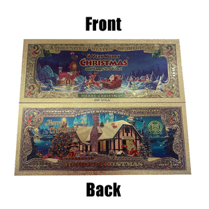 Stock prêt à l'emploi design de noël faux accessoire argent 2 dollars us billet de banque <span class=keywords><strong>en</strong></span> feuille d'<span class=keywords><strong>or</strong></span> - Product Image 2