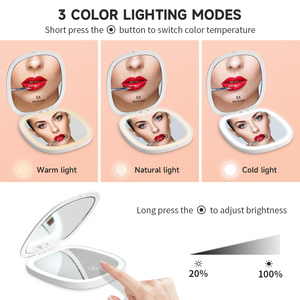 Hai Mặt Thông Minh Có Thể Sạc Lại Gấp Nhỏ Gọn Tay Magnifying Gương Tùy Chỉnh Xách Tay LED Vanity Du Lịch Túi Gương Với Ánh Sáng - Product Image 3