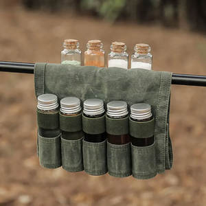 Kit d'épices de voyage en toile cirée imperméable, sac de rangement pour bouteille d'assaisonnement, ustensiles de Camping en plein air, <span class=keywords><strong>porte</strong></span>-épices de voyage pour brousse - Product Image 4