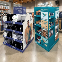 Présentoir de sol en carton personnalisé pour casquettes de baseball, unités de présentation de chapeaux en carton, présentoirs de vêtements et t-shirts en carton