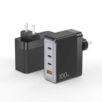 Chargeur rapide GaN 100W PD, adaptateur mural USB C double port, prise UK, charge rapide QC3.0 pour téléphone portable et ordinateur portable