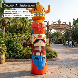 Grande sculpture de totem en résine de fibre de verre, modèle d'<span class=keywords><strong>art</strong></span> <span class=keywords><strong>tribal</strong></span> pour parc à thème, centre commercial, décoration extérieure - Product Image 5