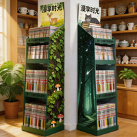 Étagère de présentation au sol en carton à 4 niveaux pour livres d'images et livres d'histoires pour enfants, idéale pour les librairies éphémères
