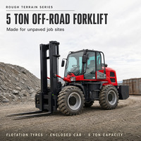 Chariots élévateurs tout-terrain diesel à quatre roues motrices de 3, 4 et 5 tonnes, adaptés à une utilisation en extérieur sur tous types de terrains, chariots élévateurs tout-terrain