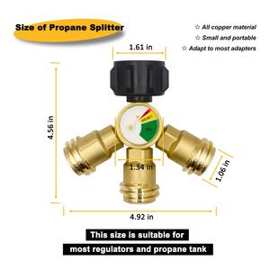 Répartiteur de propane à 3 voies avec manomètre |   <span class=keywords><strong>Adaptateur</strong></span> de réservoir de propane QCC1 en laiton - Product Image 4