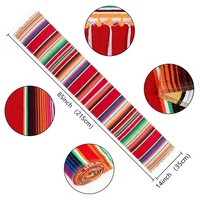 OurWarm Décoration de fête mexicaine 35x213cm Nappe de table Serape mexicaine tissée en coton rayé arc-en-ciel